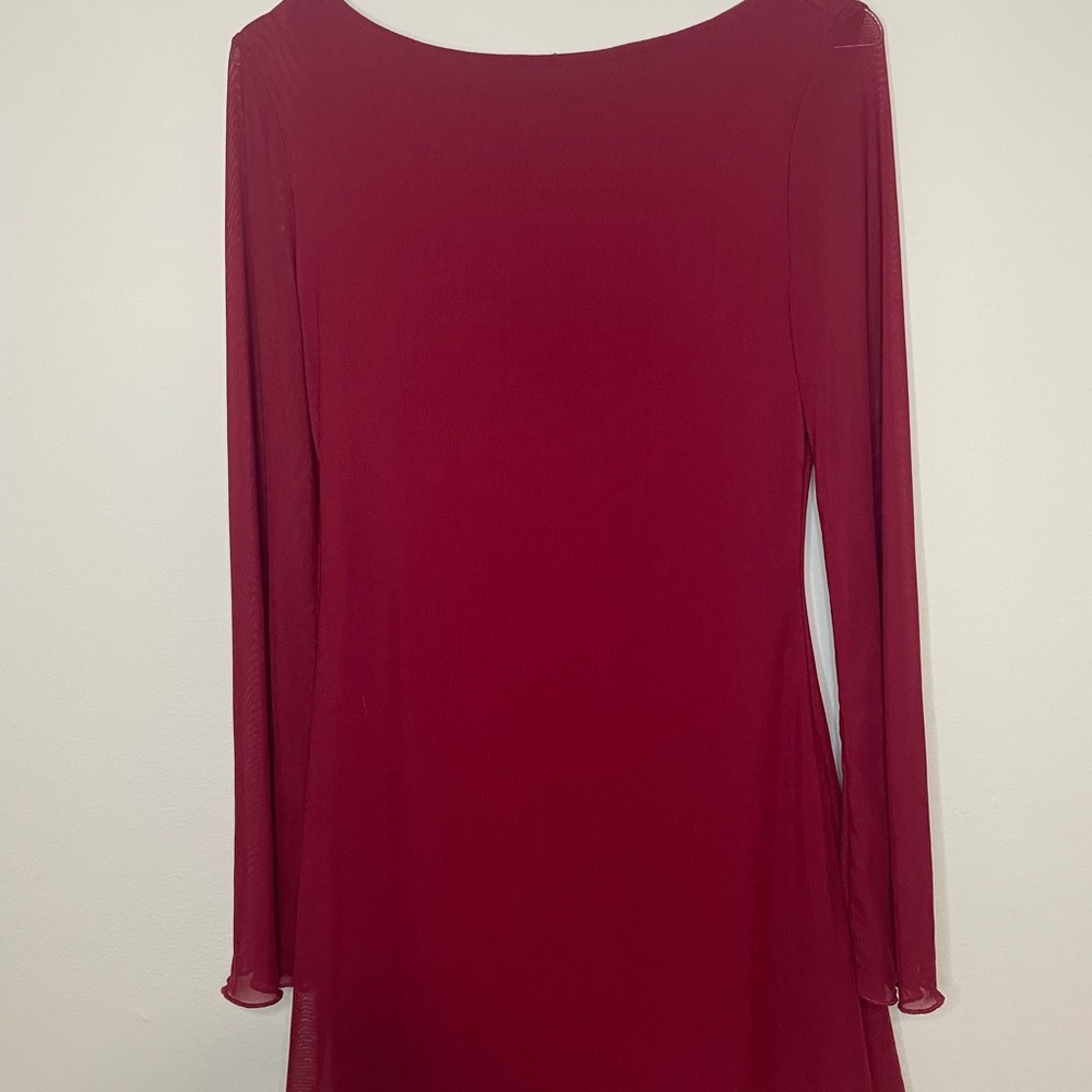 SHEIN Maroon Long Sleeve Dress